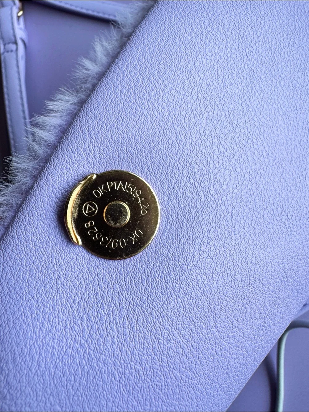 Y2K Juicy Couture Fluffy Purple Fur Gold Logo Crossbody Bag With Keychain NWT